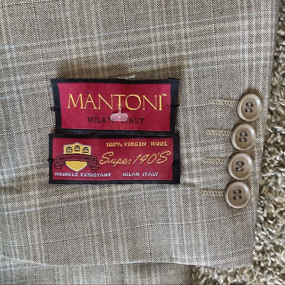 Mantoni 100% Virgin Wool Super 140s Jacket Coat Blazer 44R Crème Tan Brown BNWT - Picture 2 of 7